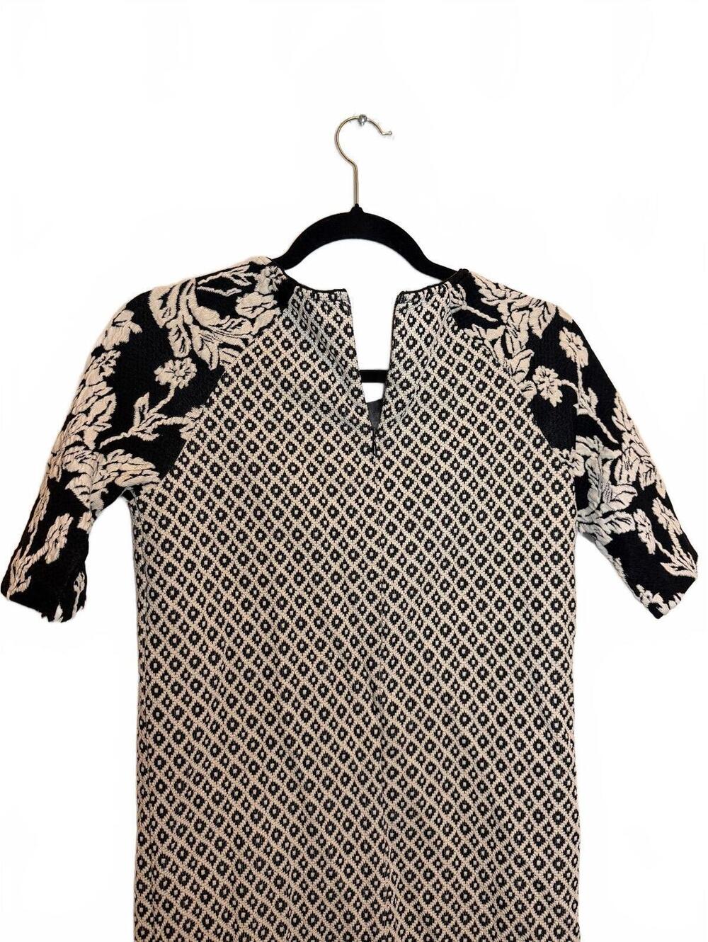 Maison Scotch Black and Cream Romantic Floral Patterned Mid Sleeve Dress Small - Picture 5 of 8